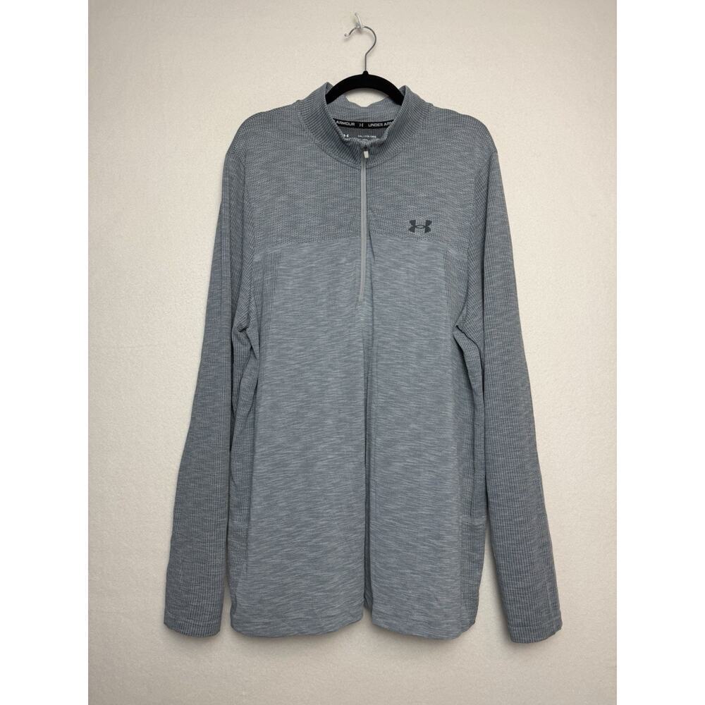Under Armour Men's 1/4 Zip Long Sleeve Shirt Athletic Top Fitted Grey XXL